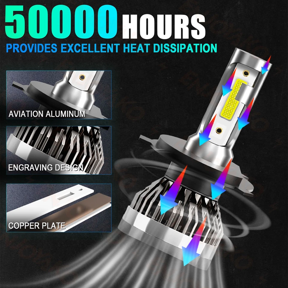 For Toyota Camry 1983-1999 LED Combo Headlights Bulbs High Low Beam Kit 2Pcs - Image 2 of 4