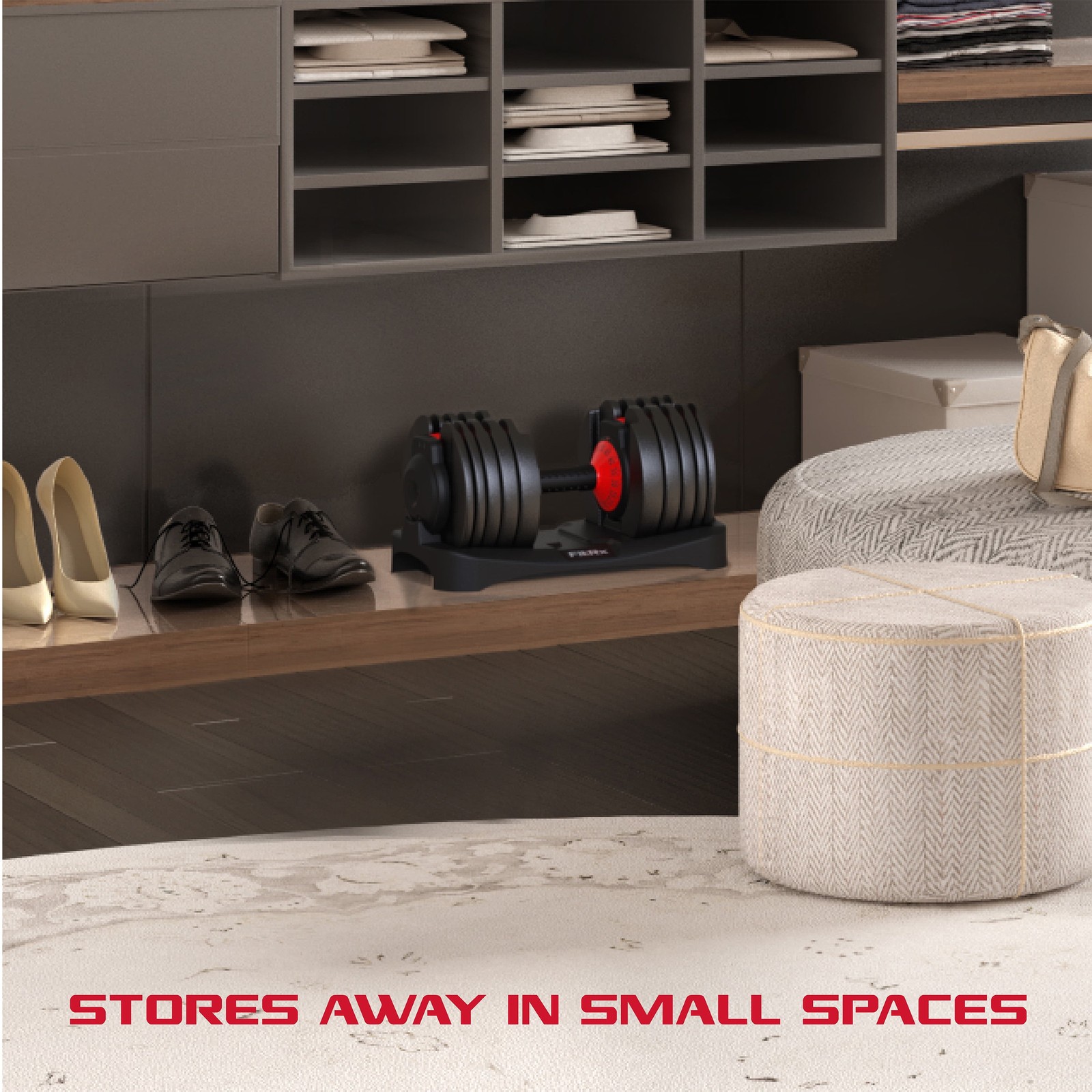 FitRX Adjustable Dumbbells, 52.5Lb Set with Quick-Select Weight Home Gym