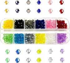 1200Pcs 2Mm Crystal Bicone Glass Seed Beads, 12-Grid Plated AB Color Faceted