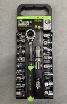 #ad 21 Pc 3 8 SAE amp; Metric 72T Pass Go Thru Socket Set Sockets Ratchet Brand New $24.99