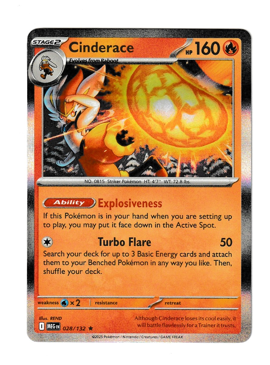 Cinderace Rare ME01: Mega Evolution 028/132 NM