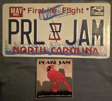 Pearl Jam North Carolina License Plate And Raleigh Sticker 2025 Tour