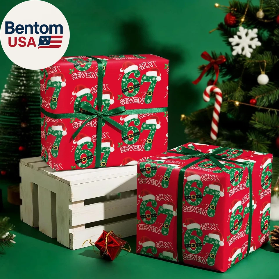 Engraçado 67 Rolo de Papel de Embrulho de Natal - Mini Rolo - 17 Polegadas X 16,5 Pés - Vermelho 6 - Imagem 4 de 4