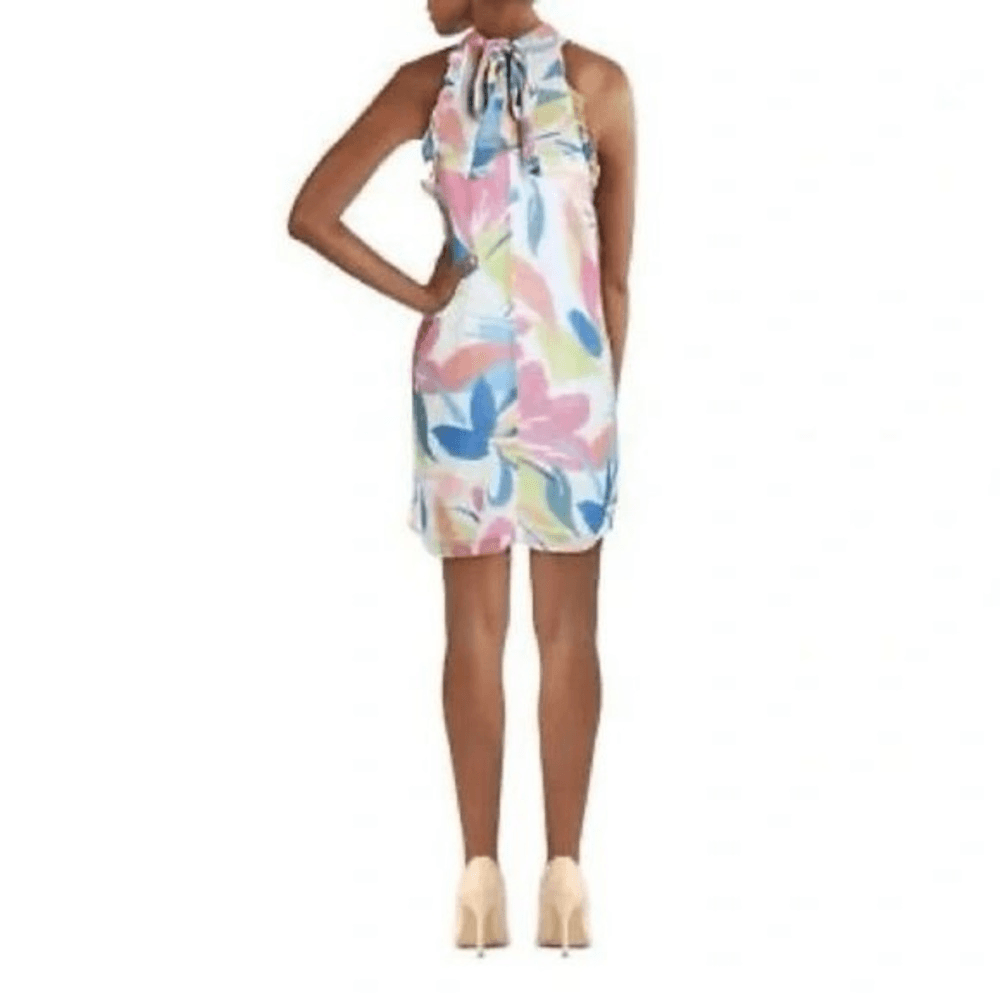 BCBGeneration Halter Textured Floral Ruffle Dress Size M NWT BCBGeneration Halter Textured Floral Ruffle Dress Size M NWT