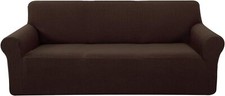 Washable Sofa Slipcover Furniture Protector for 3 Cushion  Sofa, Chocolate 