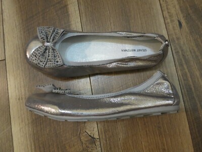 Stuart Weitzman Fannie Jewel Pewter Gold/Silver Metallic Ballet Flats Sz 4 EU 35