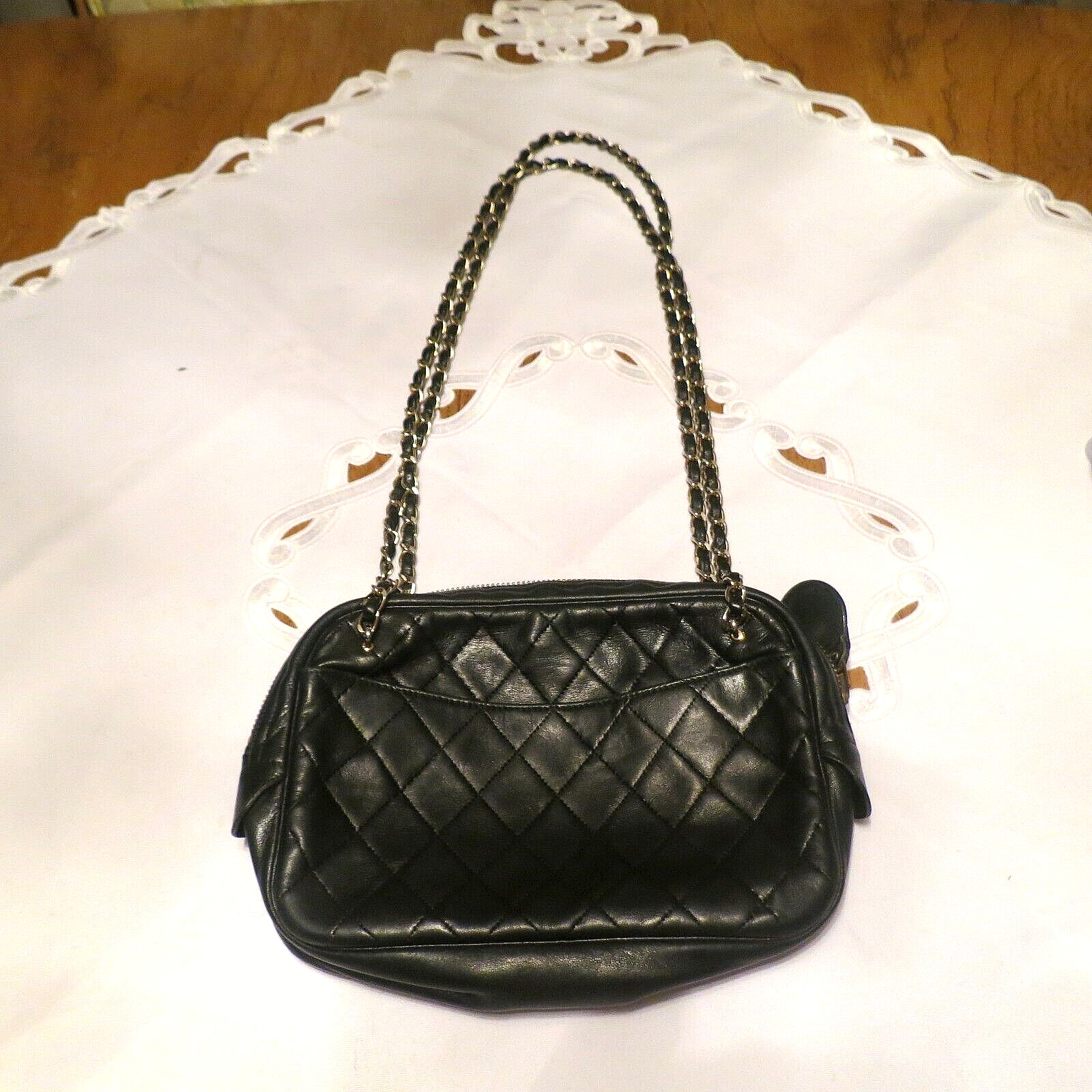 Chanel Vintage Small Camera Bag Quilted Leather Blac… Gem