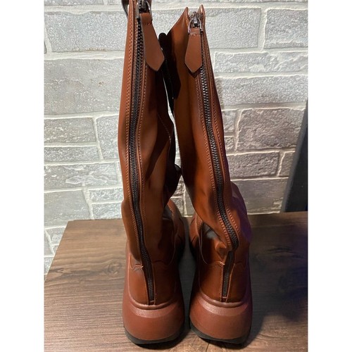 Women's Brown Knee-High Boots Size 7 Chunky Sole Casual Fall Footwear - 第 3/5 張圖片