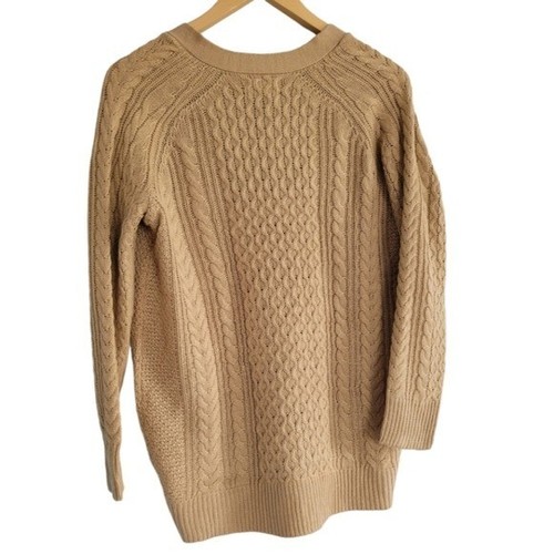 Poof Apparel Grandpa Khaki Cardigan Cable Knit Sweater New with Tags Size Large - Picture 2 of 3