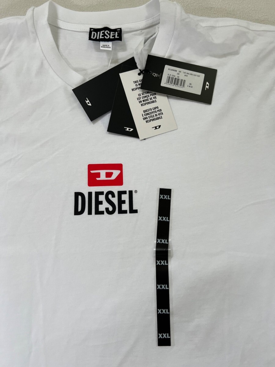 🔥RARE/DIESEL MENS WHITE T-SHIRT STYLE #A11184RGRAI 100