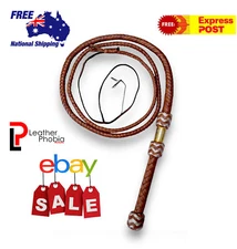 Kangaroo hide Leather Bull whip 8 feet steel handle 12 plates Braided Bullwhip