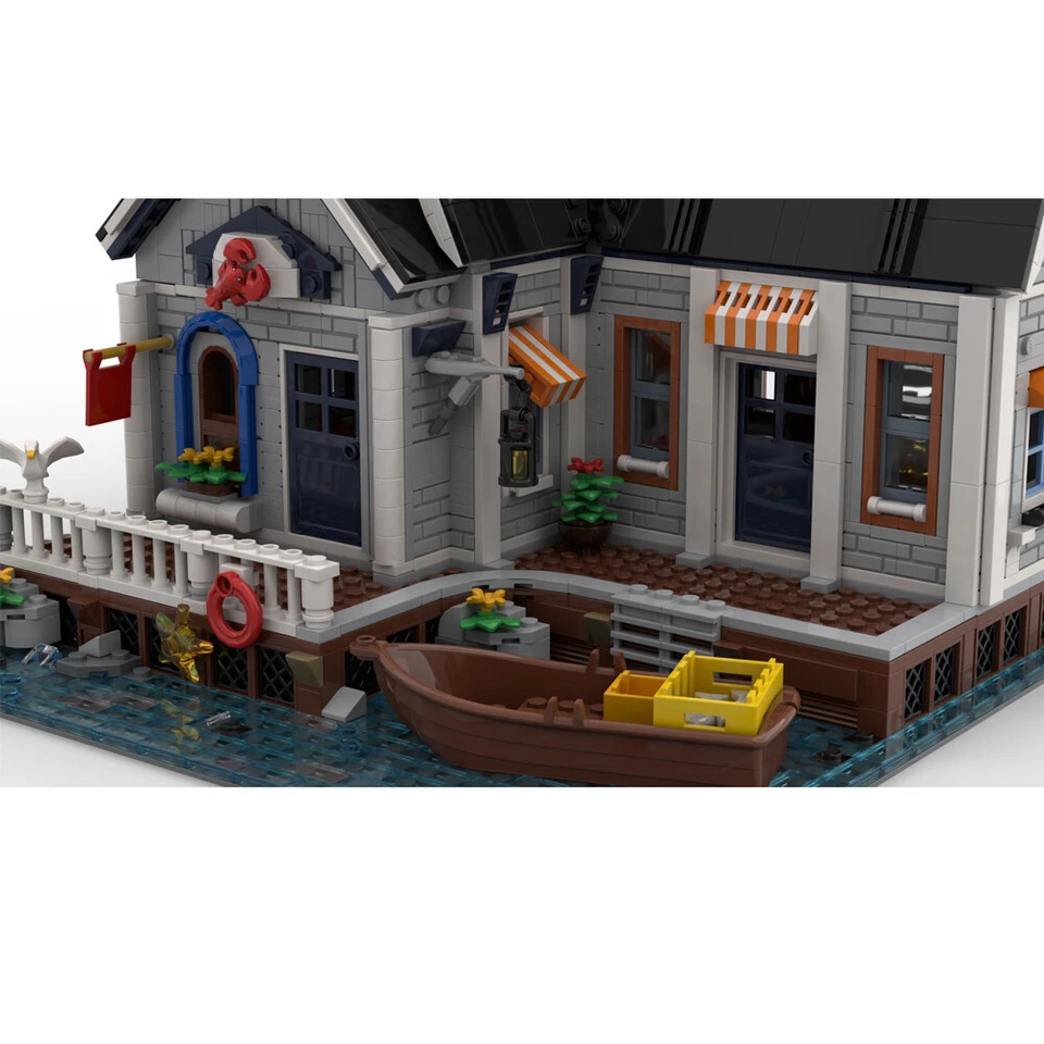 MOC: Modular Building: Dock Model with Interior and Boat 2158 Pieces DIY - Image 4 of 4