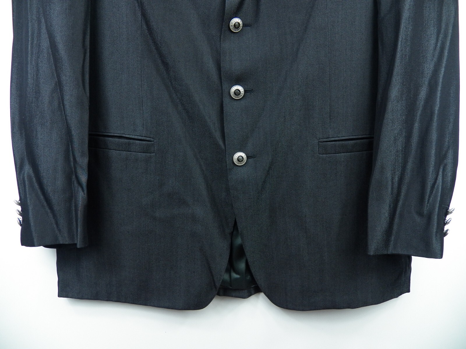 VERSACE CLASSIC V2 MENS 54 44 L BLAZER JACKET CHARCOAL METALLIC 72percent WOOL LUXURY image 5