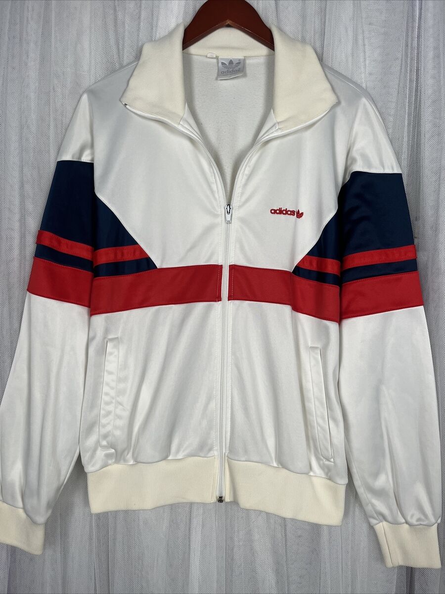 Vintage Adidas Sweater Men's Medium Red White Blue Full Zip Vintage Adidas Sweater Men's Medium Red White Blue Full Zip