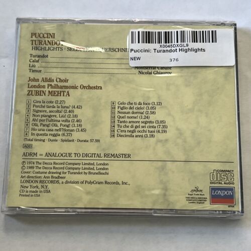 Great Arias - Audio CD By Puccini - NEW - Cracked case - See Pics - Picture 2 of 2