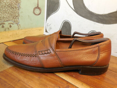 Alfani Brown Leather Penny Loafers Men display picture 2