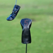 Premium Oil Wax Skin Golf Club Head Cover Driver 35 Woods Hybrid UT Head Covers
