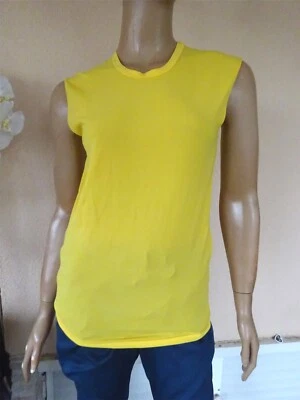 TEE SHIRT SANS MANCHE JAUNE NEUF T M 36/38/40 - Photo 1/4
