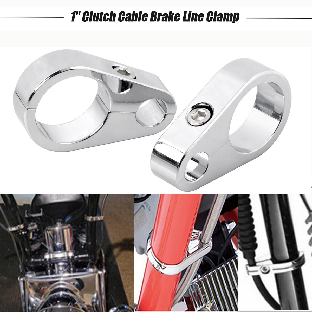 2 Abrazaderas Cromadas Para Cables De Embrague Y Freno Para Harley Electra Glide Y Road King