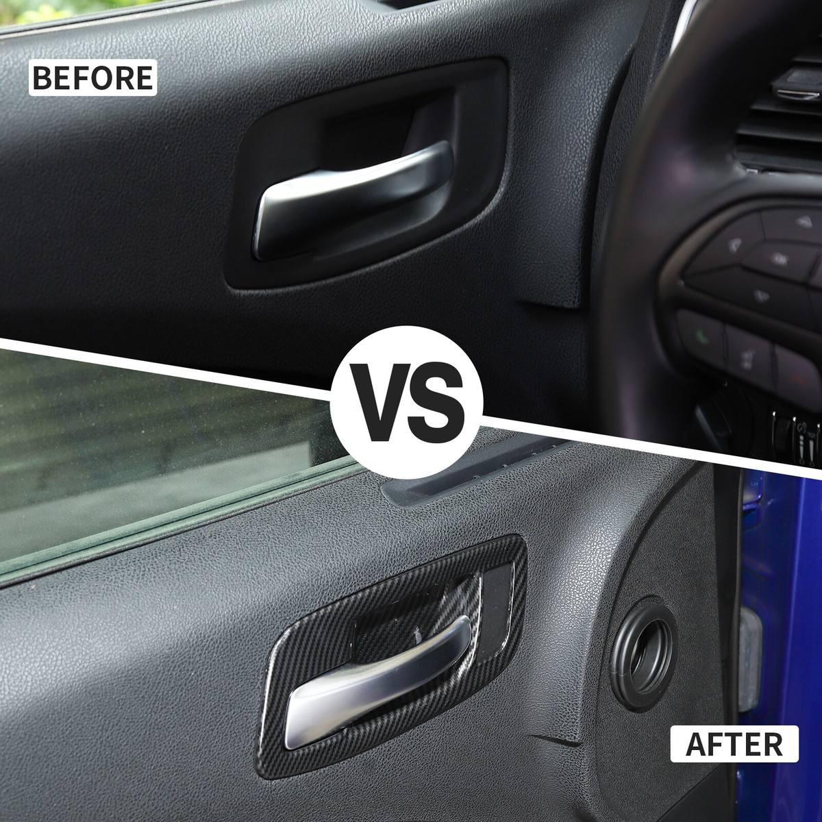 Carbon Look Door Handle Bowl Cover Set For Dodge Charger 2011-2023 – 5-Piece Glossy ABS