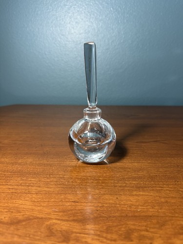 Mikasa Lead Crystal Round Perfume Decanter Empty Bottle Tall Triangle Stopper 6"