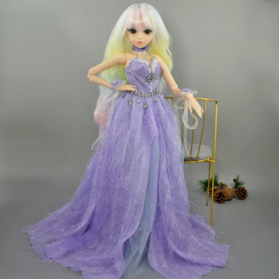 60cm Schöne Hübsche Mädchen BJD Puppe Mit Make-up Gradient Perücke Kleid Puppen