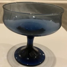 Champagne Stemmed Glasses (2) Connoisseur Blue By LIBBEY GLASS COMPANY. Vintage