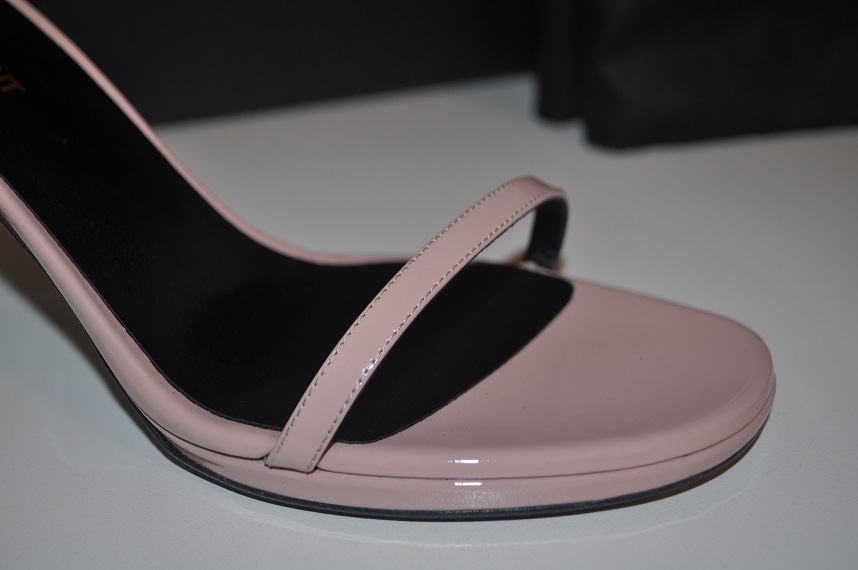 SCARPE SANDALO NUOVE CON SCATOLA SAINT LAURENT JANE CINTURINO ALLA CAVIGLIA TACCO ROSA PALLIDO EUR 39 BREVETTO