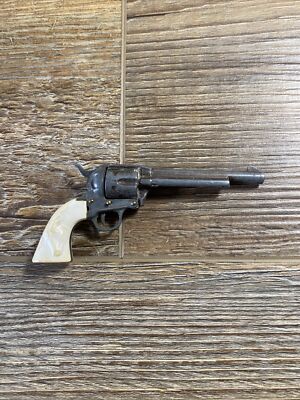 Vintage Miniature Toy Colt Revolver, White Bull Head Grip Handle JDPD7