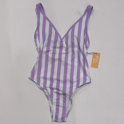 Women's V-Neck High Leg One Piece Swimsuit - Kona Sol Purple L