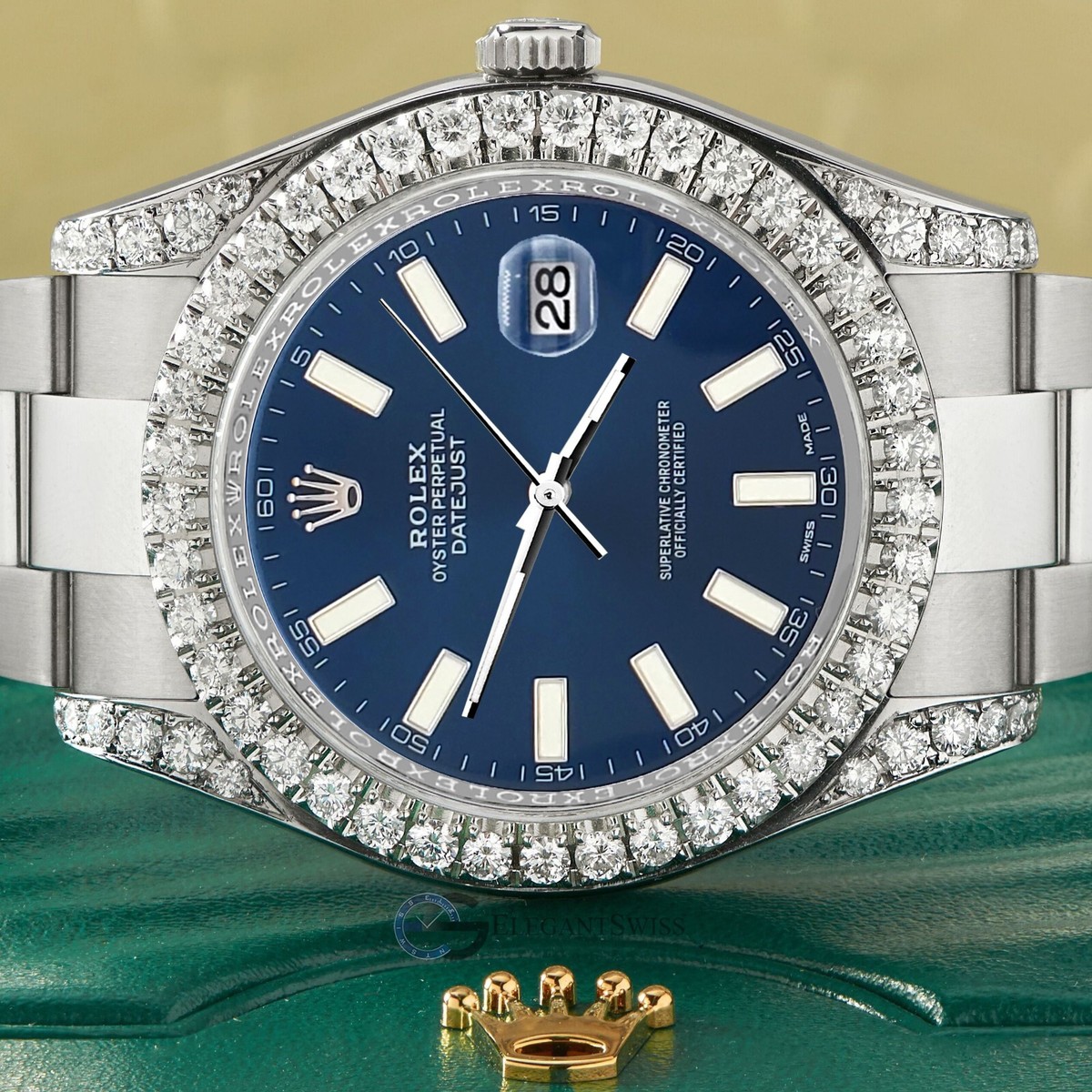 Rolex Datejust II 41mm Watch Diamond Watch With Blue Stick Dial Box  Paper