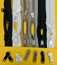 YKK #10 CF10 Coil BLACK, WHITE,  BEIGE, Zipper Tape & Sliders Choices Heavy Duty