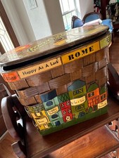 Vintage Caro Nan Signed Hand Painted Wooden Woven Basket Purse-longhorns