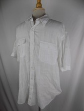 Calvin Klein Jeans Regular Fit Men's Large Button Front S/S Shirt WHITE