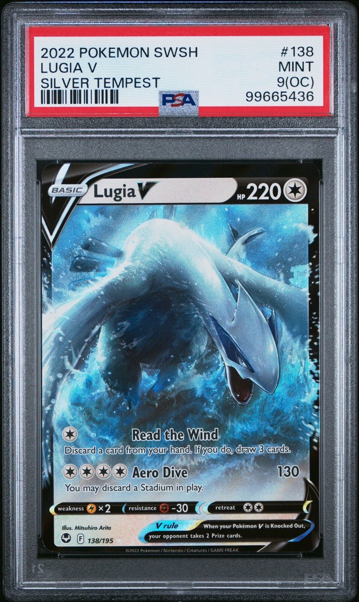 PSA 9(OC) 2022 Pokémon SWSH Lugia V Silver Tempest #138 Mint