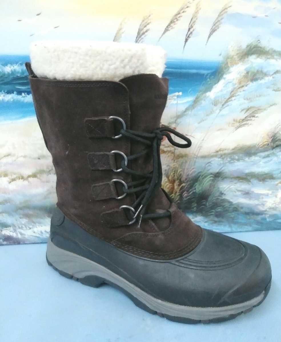 Mens LANDS END INSULATED LEATHER DUCK BROWN BOOTS Size 12 D  display picture 1