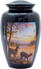 Adult Urn Grazing Deer Cremation Urn Human Ashes Adult Memorial 200LB Velvet Bag