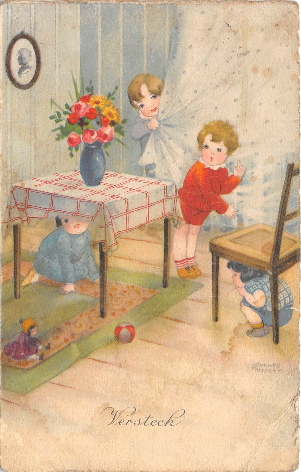 Lote 22 escondite niños manhes petersen artista firmado ilustrador