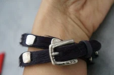 New Uno de 50 Silver Stud Calf Hair "NO BLEMISH" Double Wrap Bracelet Purple