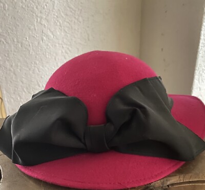 Geo W Bollman Hat - Fuchsia 100 % Wool. Vintage 1950