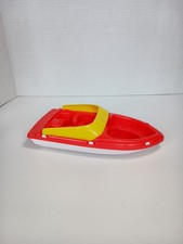 Vintage American Plastic Toy  Red Yellow Speed Boat Made In USA 
