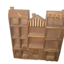 VTG wood hand crafted rare Mini figurine display holder wall mount 12.5x11.5”