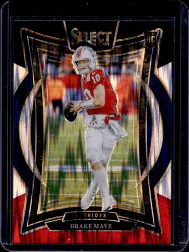 2024 Panini Select Drake Maye Concourse Black and Red Prizm Shock Rookie RC #27