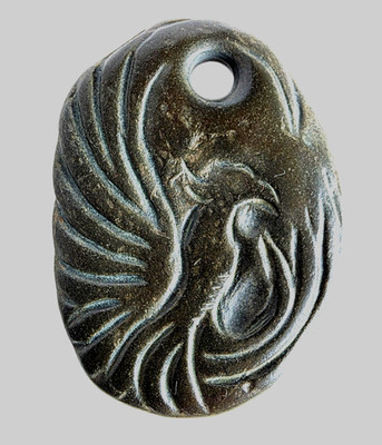 300 BC Ancient Carved Engraved Gemstone Pendant Medallion Amulet Mythical bird