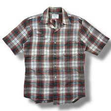 Vintage 60s Campus Plaid Distressed Rockabilly Camp Shirt Small Sanforized USA