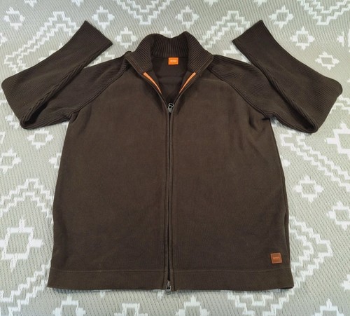 Hugo Boss Mens Norton Full Zip Sweater Size XL Dark Brown Cotton Blend Portugal - Picture 8 of 21