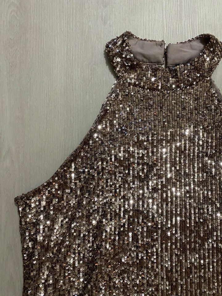 Top para mujer Cable & Gauge lentejuelas oro rosa talla XL fiesta navideña brillante Foto 4 de 4