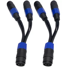 CESS-204 Speakon Splitter Cable - One NL4MP Input to Two NL4MP Outputs, 8 x 1...