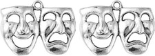 Theater Mask Charm Pendant Drama Comedy Tragedy Unisex Jewelry Alloy Silver