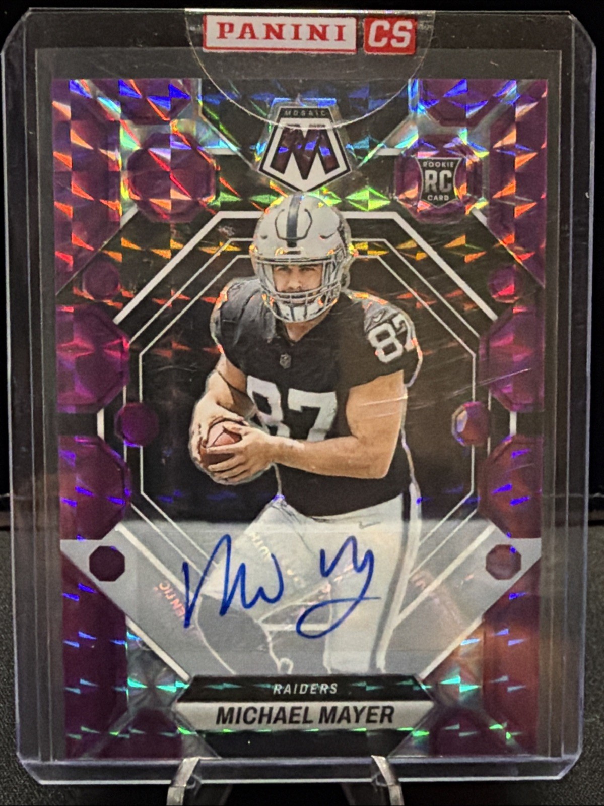 2023 Panini Mosaic Michael Mayer Auto Purple Prizm /49 Rookie RC Raiders